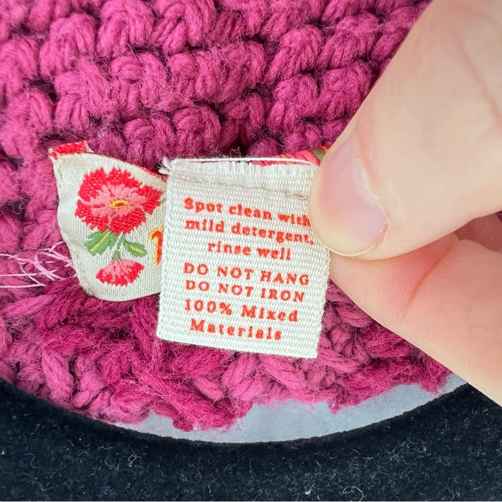 Honeybea Upcycled Vintage Afghan Sweater Cardigan OS Pink - Picture 13 of 13